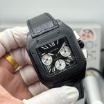 Santos De Cartier WSSA0017 7750 Movement Black Leather Strap Watch